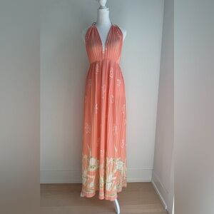 Bill Tice Vintage 1970s Peach Floral Lounge Dress sz S